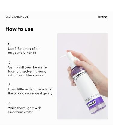 FRANKLY Deep Cleansing Oil - BHA & LHA Blackhead Remover Makeup Remover | Hydrating Korean Skincare for All Skin Types | Vegan & Cruelty-Free | 6.8 oz - Buy Online on GoSupps.com
