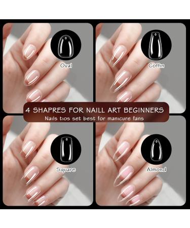 ELLEWIN 1000PCS Clear False Nails - Full Cover Acrylic Nail Tips in 10 Sizes & 4 Shapes for Salon & DIY - Long Almond Square Coffin & Oval - Buy Online on GoSupps.com