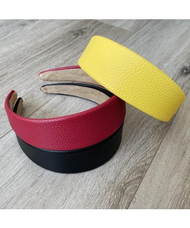 Chic Navy Vegan Leather Headband for Women - Wide PU Hair Band for Non-Slip Style - 1.6 inch - Buy Online on GoSupps.com