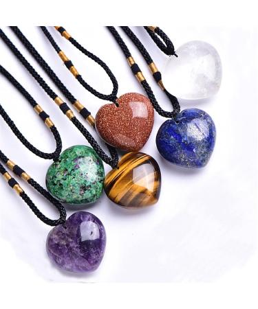1Pc Natural Gemstone Love Heart Pendant Crystals Reiki Rock for DIY Charm Crystal Jewelry Making Full of Texture (Color : White Crystal) - Buy Online on GoSupps.com