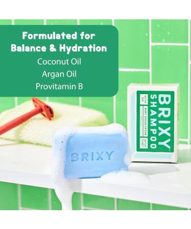 BRIXY Balance Shampoo Bar for Oily Hair - Argan Oil & Provitamin B pH Balanced Vegan Plastic Free 4oz Mint Eucalyptus - Buy Online on GoSupps.com