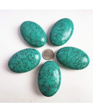 Manekieko Synthetic Green Howlite Turquoise Worry Stones | Oval Palm Healing Crystal | Energy Massage Spa Stone - Shop Internationally! - Buy Online on GoSupps.com