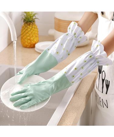 Dishwashing Gloves Women's Kitchen Home Thick Rubber Laundry Waterproof Housework Durable Winter Pile Warm Artifact