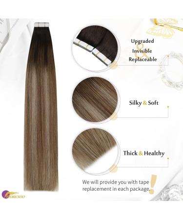 Shop Moresoo Seamless Tape In Extensions - Real Hair Brown & Honey Blond - 35cm/25g #4/10/16 for Ultimate Volume & Style - Buy Online on GoSupps.com