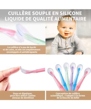 Lunekuck 6-Pack BPA-Free Silicone Baby Feeding Spoons - Soft Bent Design for Easy Weaning & Complementary Food for Toddlers & Infants - Buy Online on GoSupps.com