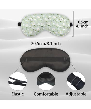 KDQUA Green Boho Daisy Floral Eye Mask - Silk Blackout Sleeping Mask for Women Men Kids | Adjustable Soft Sleep Cover - Buy Online on GoSupps.com