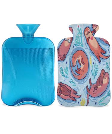 Heat bottle with lid ocean sea animal otter motif 2 l capacity heat bottle for pain relief feet menstrual cramps