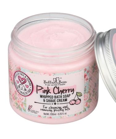 Bella & Bear Pink Cherry Bath Soap & Shave Cream, Paraben Free, No Harmful Chemicals, Cruelty Free, Vegan, 6.7oz