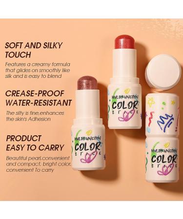3 Pcs Cream Contour Sticks with Highlighter & Blush - Non-Greasy, Water-Resistant Face Contouring Set for Sculpted & Lightweight Makeup - Buy Online on GoSupps.com