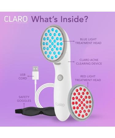 Spa Sciences CLARO LED Acne Treatment Light Therapy | FDA Cleared Professional Home Healing | Blue & Red Light System - Buy Online on GoSupps.com