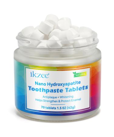 Toothpaste Tablets Nano Hydroxyapatite Toothpaste for Freshen & Kill Bad Breath Quickly Chewable Toothpaste Tablet Fluoride Free & Eco Friendly 70 Tablets