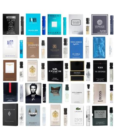Cologne Samples for Men - 12 Designer Fragrance Brands 0.05 Fl Oz (Pack of 12)