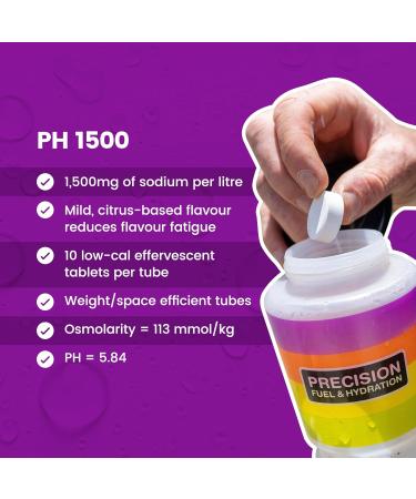 Precision Hydration Electrolyte Tablets - Multi Strength Effervescent Hydration Tablets - Combats Cramp - Low Calorie, Gluten Free, Vegan/Vegetarian Friendly (1 Tube, 1500mg/L - Purple Tube) 1500mg/L - Purple Tube 1 Tube - Buy Online on GoSupps.com