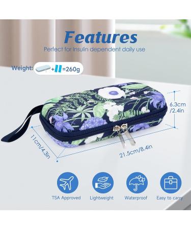 Youshares Insulin Cooling Bag - Travel Etui for Diabetics | TSA Compliant Cooler for Glucose Meters & Insulin Pen | Hydrangeas Design with 2 Cooling Batteries - Buy Online on GoSupps.com