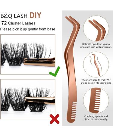 B&Q Eyelash Extension Kit B06 - 72Pcs Individual Lashes DIY Cluster Kit with Tweezers and Bond Remover | D-8-16 MIX B 06-Kit - Buy Online on GoSupps.com