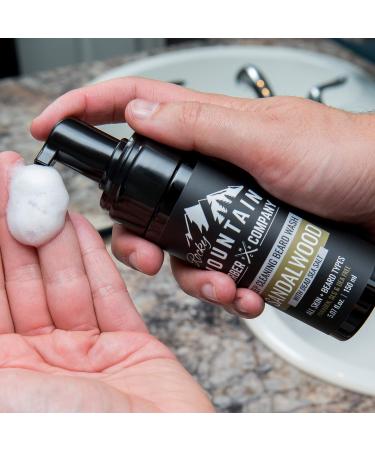 Rocky Mountain Barber Co. Foaming Sandalwood Beard Wash - Sandalwood Oil Vitamin B5 Dead Sea Salt - 5 oz | International Shipping Available - Buy Online on GoSupps.com