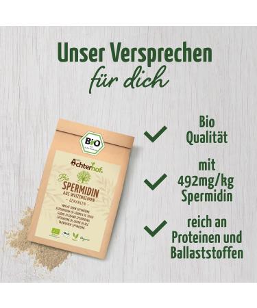 Spermidine from Wheat Germ Bio 250g | 400mg/kg | Protein-Rich Powder | Sub-Oiled & Finely Ground | Achterhof - Buy Online on GoSupps.com