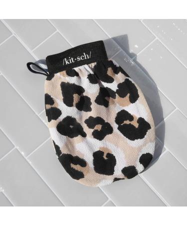 Kitsch Exfoliating Glove - Eco Friendly Body Scrubber for Skin Renewal | Detoxifying Exfoliator Mitt | Dead Skin Remover | Shower Gloves - Leopard - Buy Online on GoSupps.com