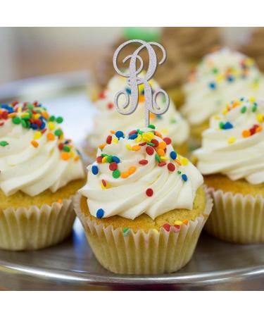 Letter R Wedding Cupcake Toppers Monogram Initial Last Name Glitter Silver For Wedding Bridal Shower Decorations Funny Reusable Floral Wreath Custom Any Initial Bridal Shower Gifts 6PCS Style-4 - Buy Online on GoSupps.com