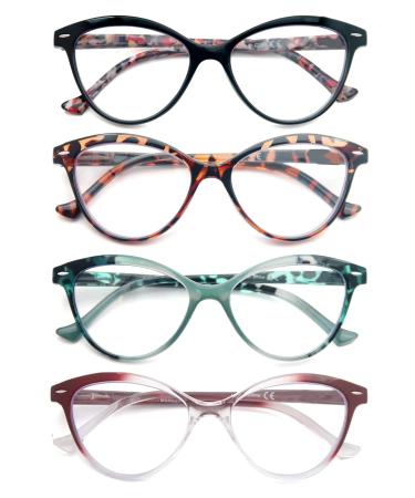 HEEYYOK Reading Glasses Women Flowers/Floral Pattern Cat Eye Reading Glasses Comfortable Colorful Lightweight Frame 4 Mixed Color-037 1.5 Diopters