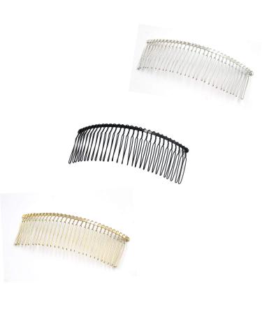 Ruwado 3 Pcs 30 Teeth Hair Side Comb Metal Black Gold Silver Vintage Wire Twist Hair Clips Pins for Women Girls Ladies Party Wedding Veil Bridal Hair Accessories Jewelry Supplies - Buy Online on GoSupps.com
