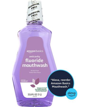 Amazon Basics Anticavity Fluoride Mouthwash - Alcohol Free, Violet Mint, 1 Liter (33.8 Fl Oz) - 1-Pack - Buy Online on GoSupps.com