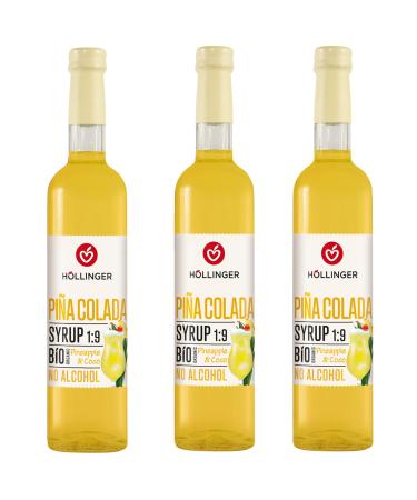 H LLINGER Sirop Pi a Colada Bio Sans Alcool Ananas et Coco 1:9 3x500ml