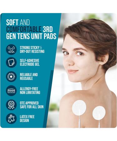 20 Pack 1.4'' Round Reusable TENS Unit Replacement Pads for AUVON TENS 7000 & HealthmateForever - Compatible with EMS Muscle Stimulator - Electrode Pads for Pain Relief - Buy Online on GoSupps.com