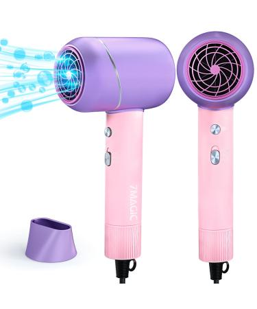Hair Dryer, 7MAGIC Ionic Blow Dryer, 1875 Watt Powerful Fast Drying Hairdryer with Negative Ion Technology, Professional Hair Blow Dryer with Concentrator Nozzle Attachment for Women Travel Salon Home Pink