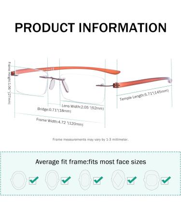 Eyekepper 6-Pack Mix Color Small Rimless Reading Glasses - Frameless Eyeglasses for Men & Women +2.50 Strength - Buy Online on GoSupps.com