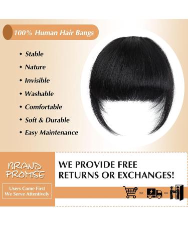 NOOMBY Clip in Bangs 100% Human Hair Thick Bangs with Temples in Natural Black - One Piece Hairpieces for Women - Buy Online on GoSupps.com