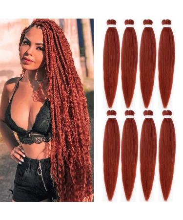 Xtrend 30 Inch EZ Braids 8Packs Copper Red Pre-Stretched Easy Braiding Hair Extensions for Box Braids Hair Hot Water Setting Synthetic Fiber Hair Extensions 350# 30 Inch (Pack of 8) 350#