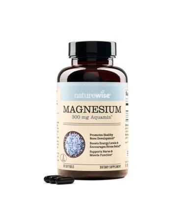 NatureWise High Absorption Marine Magnesium Supplement 300mg - Naturally Sourced Magnesium from Seawater - Non-GMO USA Manufactured - 90 Softgels 1-Month Supply