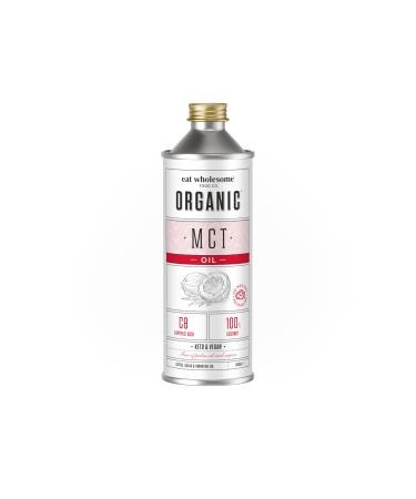 Eat Wholesome High C8 Organic MCT Coconut Oil, 100% Coconut, MCT Oil in Glass Bottle, 500ml (17.7 fl.oz)