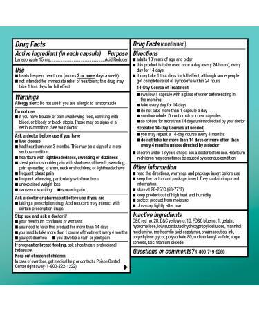 Amazon Basic Care Lansoprazole 15mg Capsules - 42 Count Pack - Proton Pump Inhibitor for Frequent Heartburn Treatment - Buy Online on GoSupps.com