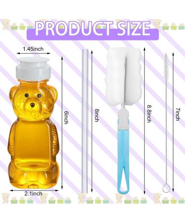 Newtay 4-Piece Bear Straw Cup Set | Reusable Juice Sippy Bottles with Silicone Straws | Includes Cleaning Brushes | Ideal for Daily Drinking - Buy Online on GoSupps.com