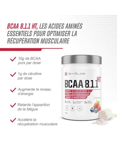 BCAA 8.1.1 | Amino Acids Powder | 8 g Leucine + 1 g Citrulline per Dose | Building and Muscle Recovery | Effective Against Lactic Acid | Red Fruits 250g Sugar Free | Eiyolab - Buy Online on GoSupps.com