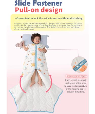 Chilsuessy Baby Sleeping Bag 3.5 Tog | Blue Sky | 120cm/3-6 Years | Adjustable & Removable Sleeves | Winter Wearable Blanket for Kids - Buy Online on GoSupps.com