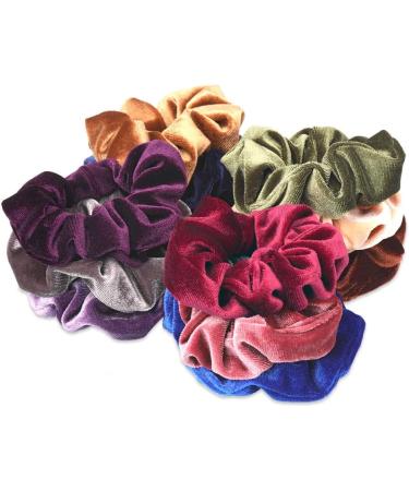 H&S Velvet Hair Scrunchies for Thick & Curly Hair - 12pcs Colorful Set for Women - Stretchable Hair Accessories - Buy Online on GoSupps.com