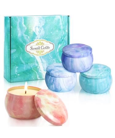 Scented Candle Relaxing Aromatherapy Candles Set 4-Pack of 100% Natural Soy Wax 4.4oz Each Long-Lasting 120hr Burn Perfect for Stress Relief Yoga Wedding Birthday Mother's Day Gifts Romantic Starry Night Set 4 Pack