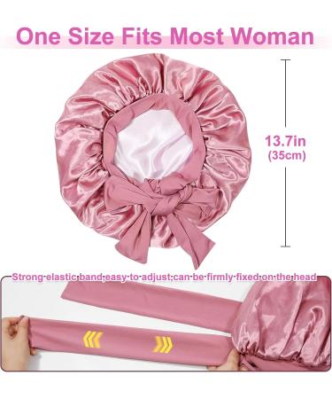 Double-Sided Silk Sleeping Cap | Tundwhite Satin Bonnet for Curly & Long Hair - Adjustable Breathable Hood (Pink) - Perfect Nightwear for Women - Buy Online on GoSupps.com