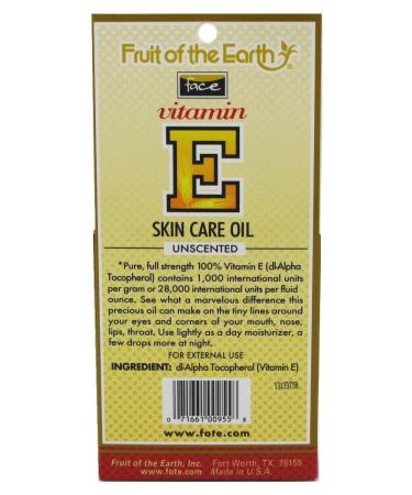 Fruit Of The Earth Vitamin-E Oil Ultra Pure 0.5 Ounce (14ml) (2 Pack) - Buy Online on GoSupps.com