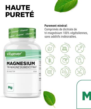 Magnesium Citrate - 365 Tablets - 2250mg Including 360 Mg Elemental Magnesium Per Daily Serving - 100% Tri-Magnesium Dicitrate Without Additives - High Dosed - Vegan - Buy Online on GoSupps.com