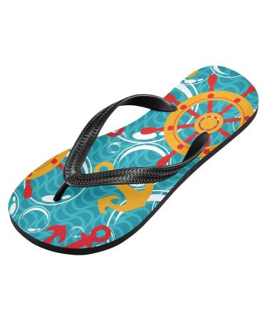 Mnsruu Nautical Sea Anchor Flip Flops - Stylish Multicolor Footwear for Home Hotel Spa & Travel | Unisex Sizes Available - Buy Online on GoSupps.com