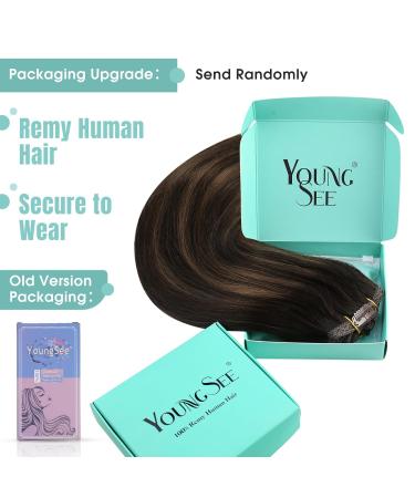 Youngsee Clip In Extensions - 55cm Real Hair Balayage Brown Ombre Remy 120g (7pcs) - Long Clip In Hair Extensions for Women - Buy Online on GoSupps.com