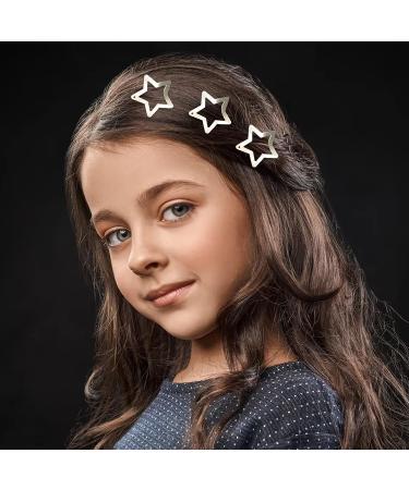50PCS Silver Star Snap Hair Clips | Non-Slip Hair Barrettes for Girls & Women - Buy Online on GoSupps.com