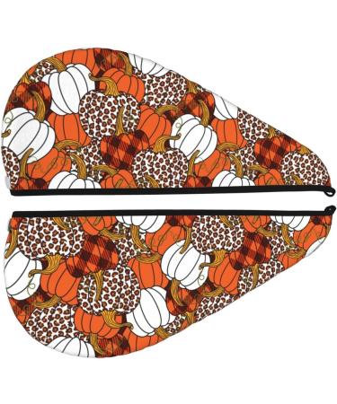 Premium Hair Towel Wrap | Quick-Dry Button Towel Turban for Effortless Hair Drying | Available in Various Pumpkin Designs - Buy Online on GoSupps.com