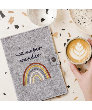 Cozy Raccoon Mutterpass Cover | Rainbow Felt | Made in Germany | Personal Gift for Expecting Mothers with Extra Pockets for Insurance & Ultrasound Photos - Buy Online on GoSupps.com