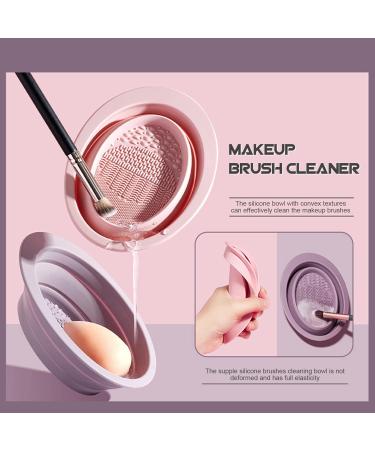 FRCOLOR Folding Makeup Brush Cleaning Rack - Set of 2 | Silicone Cleaning Mat & Brush Drying Hangers for Effortless Makeup Brush Care - Buy Online on GoSupps.com