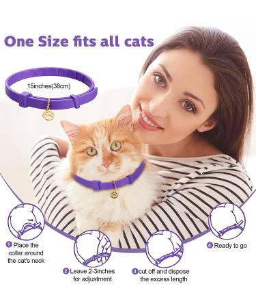 Calming Lavender Cat Collar - Reduce Anxiety & Aggression, Adjustable & Long-Lasting - 2 Pcs Set for Cats & Puppies (Up to 15 Inch) - Buy Online on GoSupps.com